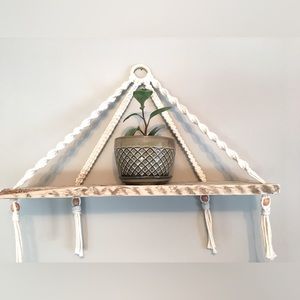 Macramé and Wood Hanging Shelf